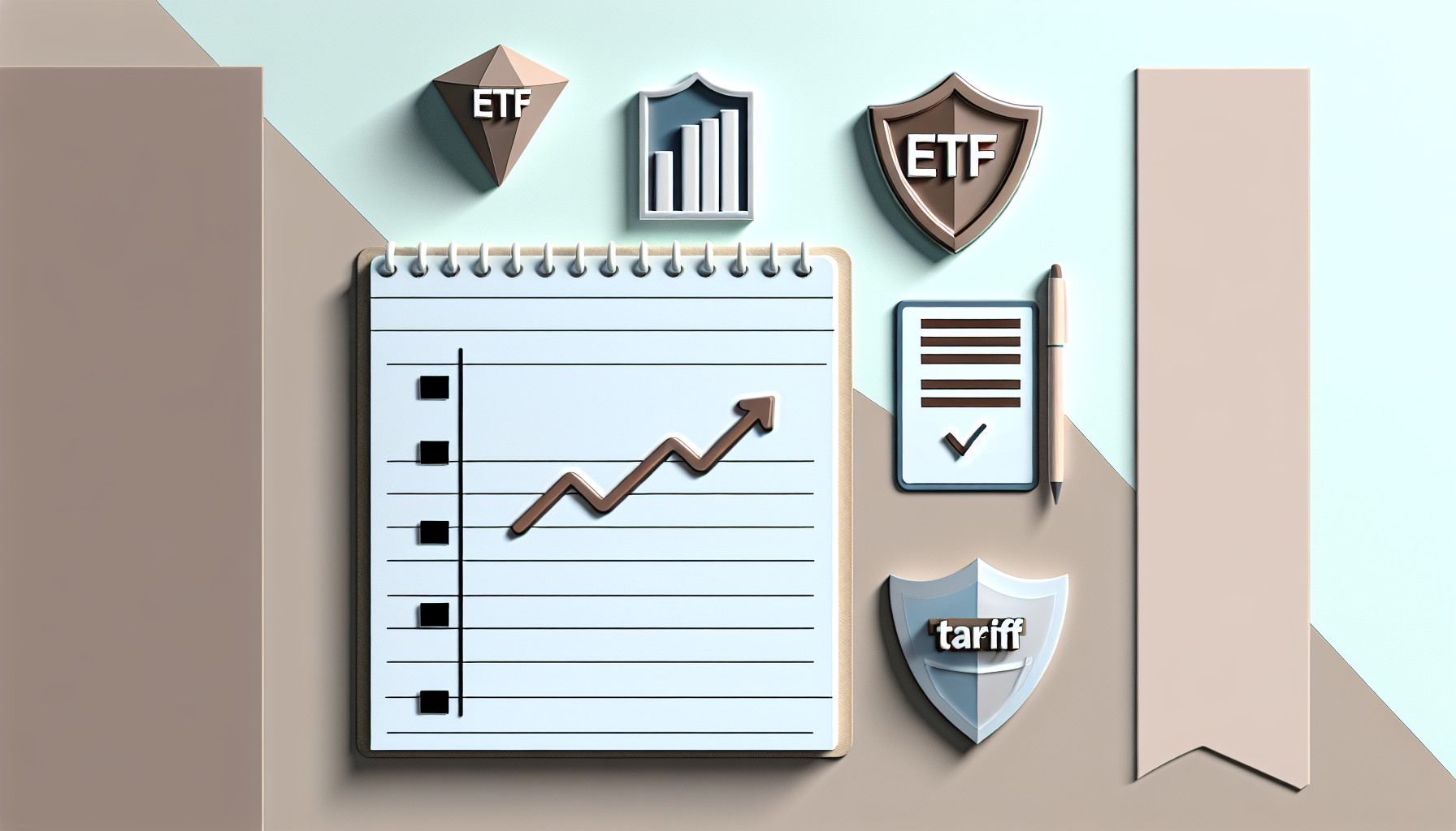 ETF·리스크·관세·희토류 아이콘이 있는 투자 체크리스트 이미지