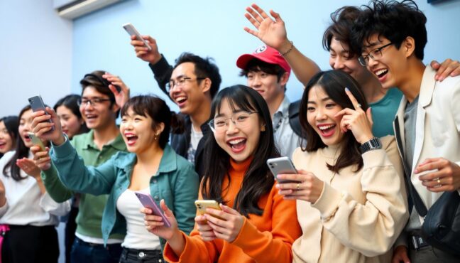 แฟนคลับ K-POP กำลังโหวตบนสมาร์ทโฟนอย่างกระตือรือร้น