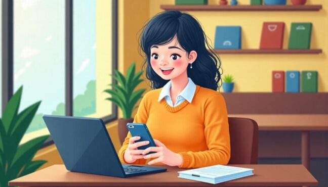 นักศึกษาไทยกำลังใช้แอปหารายได้เสริมในร้านกาแฟ