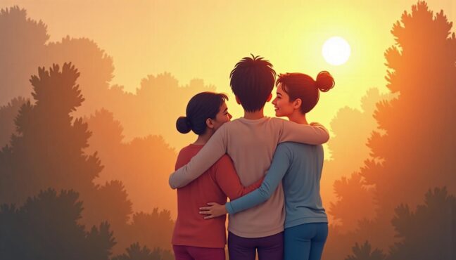 ภาพที่สื่อถึงความรู้สึกอบอุ่นจากการกอดตามแนวคิดเพลง