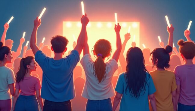 กลุ่มแฟนคลับ K-pop กำลังดีใจร่วมกัน