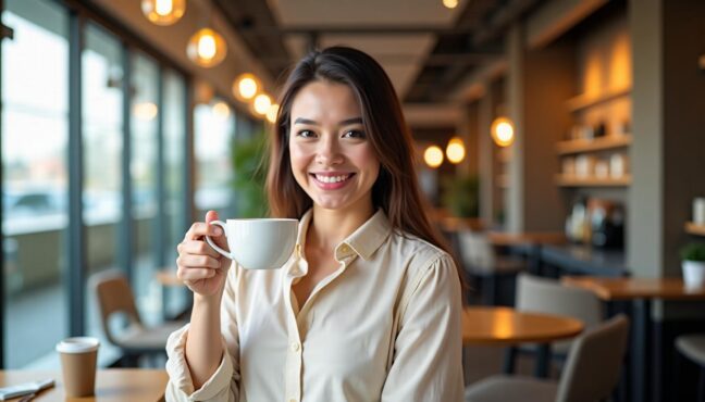 เทคนิคถ่ายรูปในคาเฟ่ด้วยการโพสท่ายกแก้วกาแฟและจัดวางพร็อพ