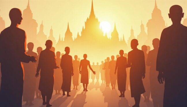 မြန်မာ့ရိုးရာဆွမ်းကပ်ပွဲတစ်ခုမှ သံဃာတော်များအား ဆွမ်းကပ်နေပုံ