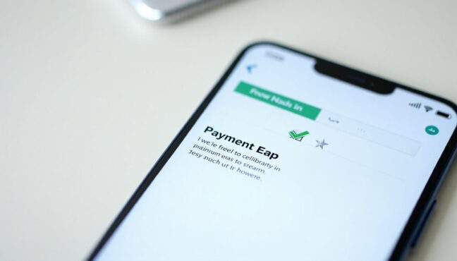 လူတစ်ယောက် ဖုန်းဖြင့် ငွေလွှဲခြင်းအောင်မြင်ကြောင်း ပြသနေပုံ