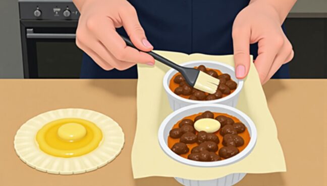 パイシートを被せた状態のビーフシチュー