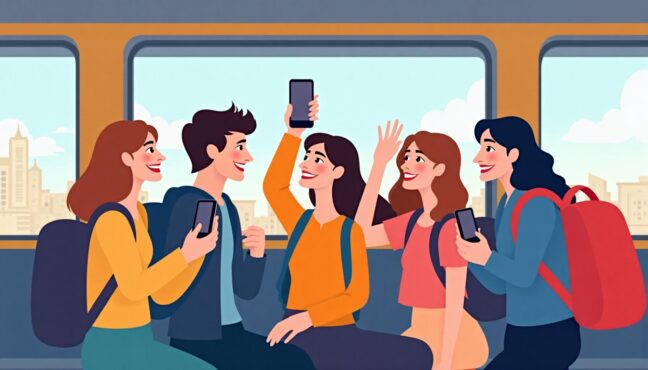 公共交通機関を利用してコンサート遠征を楽しむ若者たちの旅の思い出