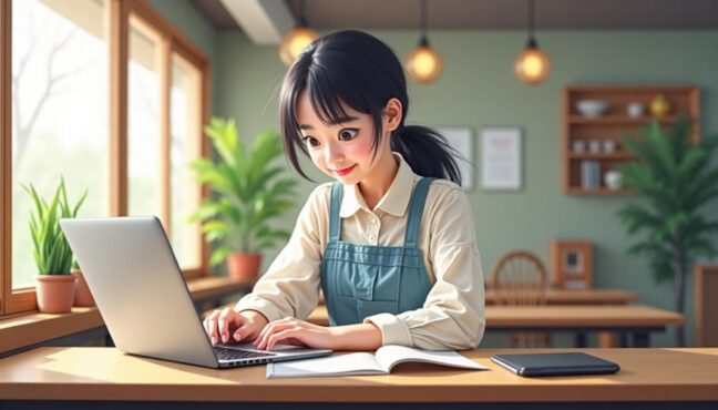 カフェで就活準備をする大学生のイメージ