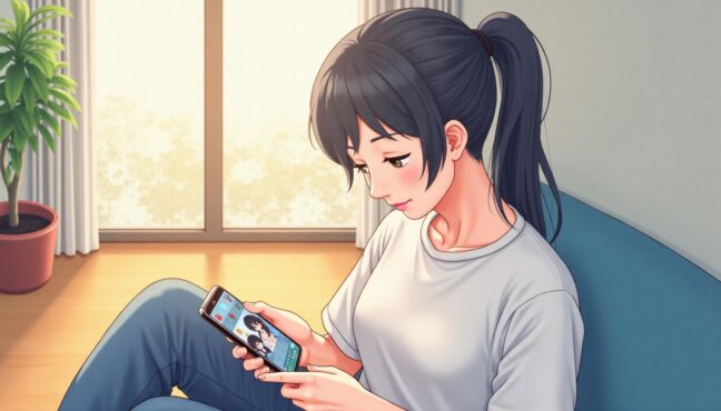 スマホで推し活を楽しむ若者の様子