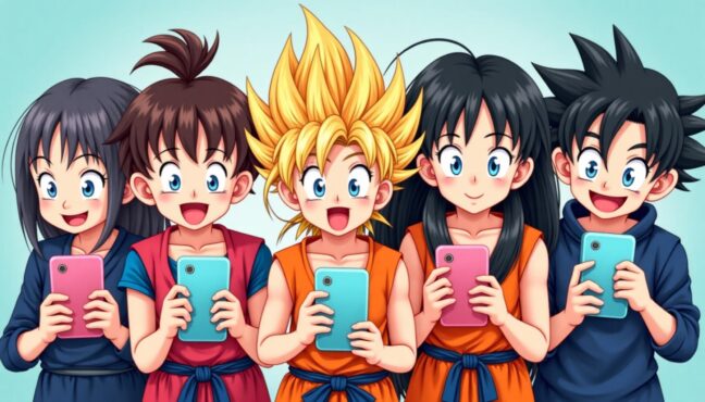 ドラゴンボールファンがスマホで投票に参加しているワクワクする様子