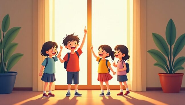 喜んでいる家族の様子