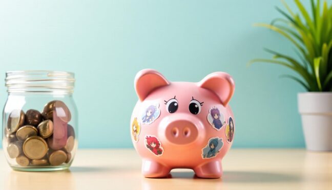 推しの写真が貼られた手作りの貯金箱