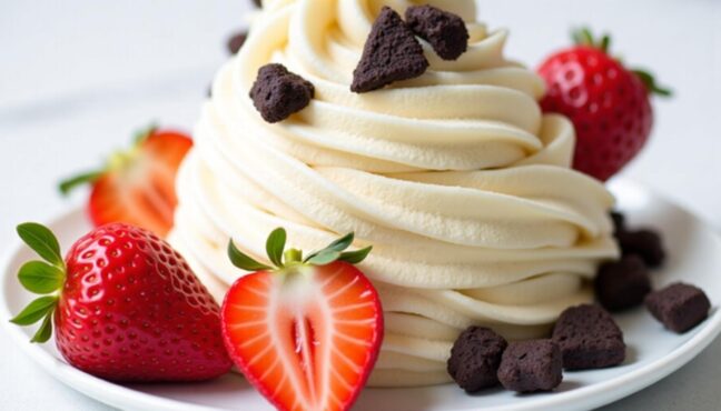 苺の果肉がたっぷりのストロベリーソースとオレオクッキー