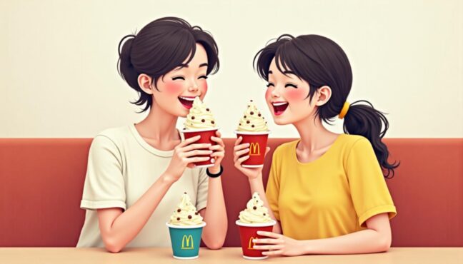 友達と楽しむマックフルーリーのシーン