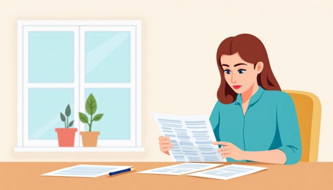 書類を確認している親