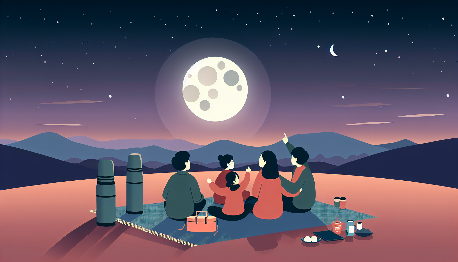 가족과 함께 즐기는 슈퍼문 관측 모습