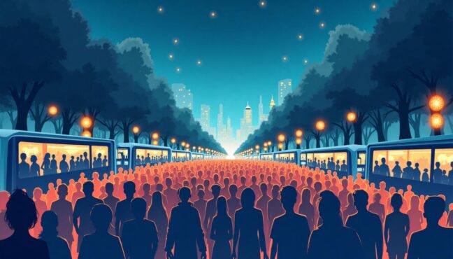 불꽃축제 관람을 위해 대중교통을 이용하는 사람들