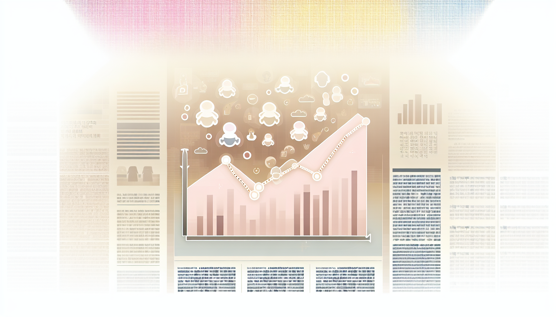 상승하는 출생아 통계 그래프와 아기 아이콘 일러스트