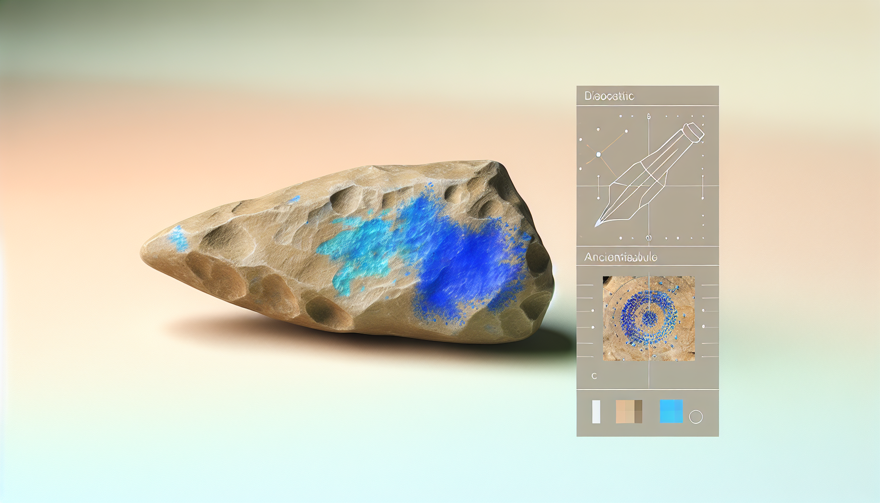아주라이트 파란색 안료 흔적이 있는 구석기시대 돌 도구