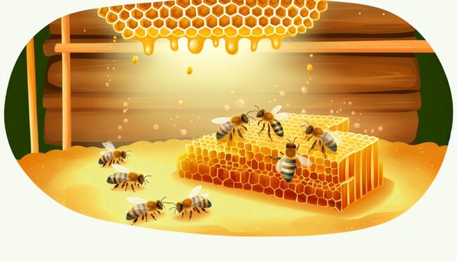 벌집에서 서로 상호작용하며 학습하는 꿀벌들의 모습