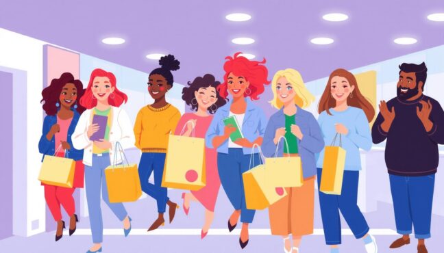 코리아세일페스타에서 쇼핑하는 행복한 사람들