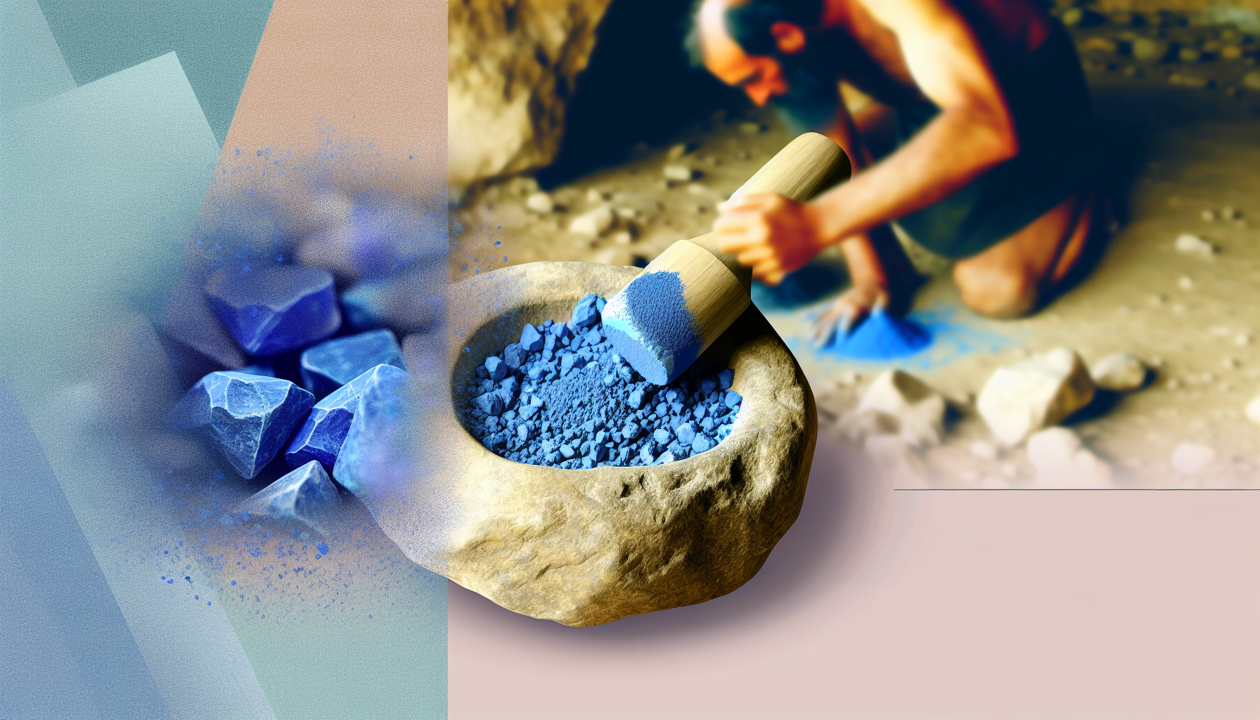 아주라이트 광물을 갈아 안료를 만드는 구석기시대 도구