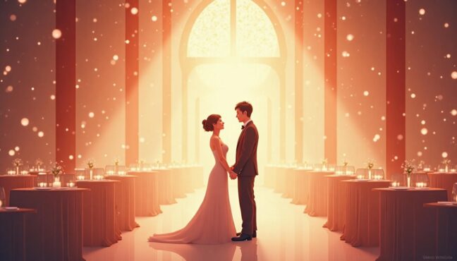 결혼을 축하하는 따뜻한 분위기의 웨딩 관련 이미지