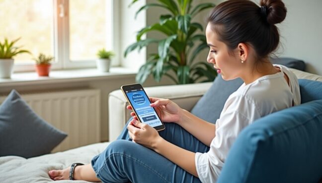 모바일 앱으로 장학금을 신청하는 대학생의 모습