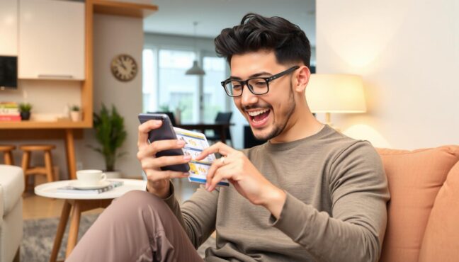 스마트폰으로 할인 정보를 확인하는 모습