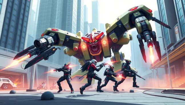 아크 레이더스에서 팀원들과 협동하는 장면