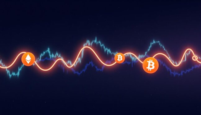 Minh họa biến động thị trường crypto với Bitcoin và Ethereum
