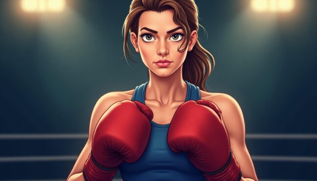 Christy Martin นักมวยหญิงในตำนานขณะชกมวยในสังเวียน