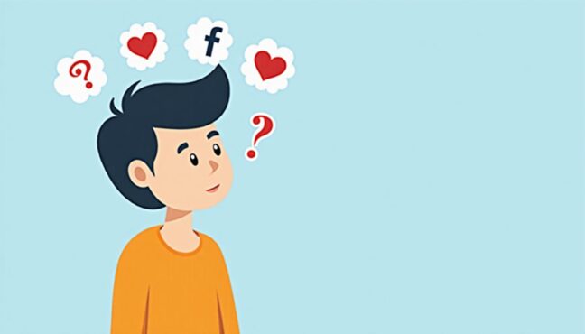 လူငယ်တစ်ယောက် လူမှုကွန်ရက်ပေါ်တွင် မည်သည့်အရာကို မျှဝေရမည်ကို စဉ်းစားနေပုံ