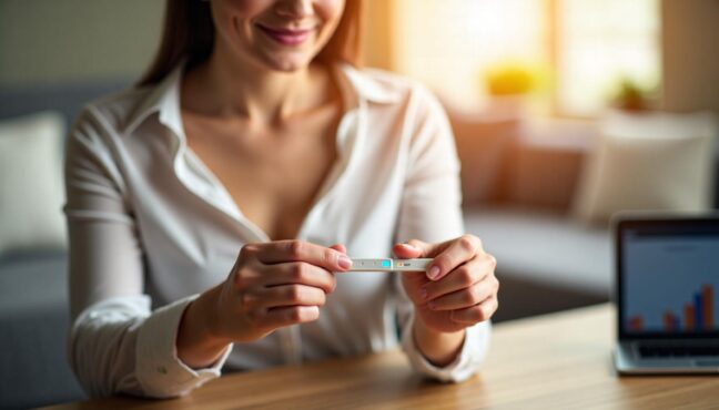 집에서 DNA 검사 키트를 열어보는 모습