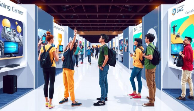 게임 체험에 열중하고 있는 G-STAR 참가자들