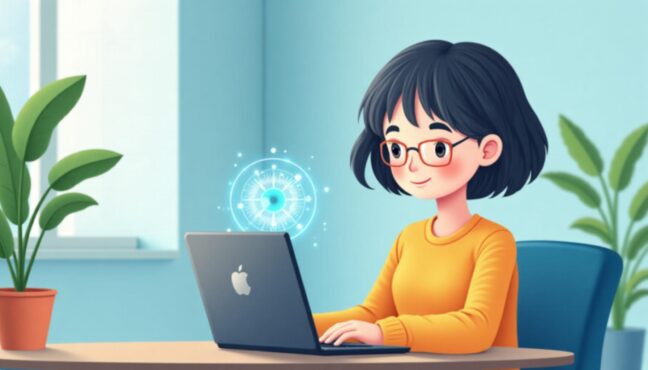 Học sinh Việt Nam sử dụng laptop với giao diện AI để học tập