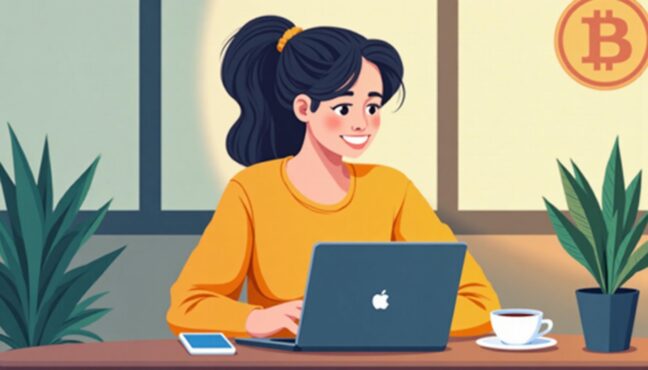 Người trẻ nghiên cứu đầu tư crypto tại quán cà phê