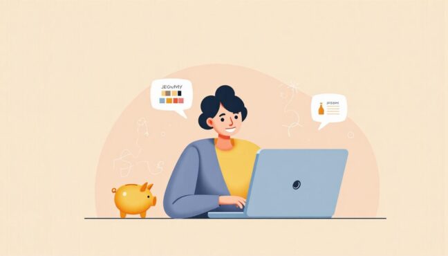 할인 정보를 발견하고 기뻐하는 사람의 모습