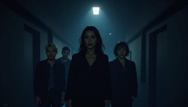 Cảnh kịch tính từ series hình sự với ánh sáng tương phản