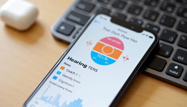 Close-up of iPhone hearing test interface with AirPods Pro 2