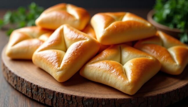 Freshly baked Iraqi samoon bread showing distinctive diamond shapes