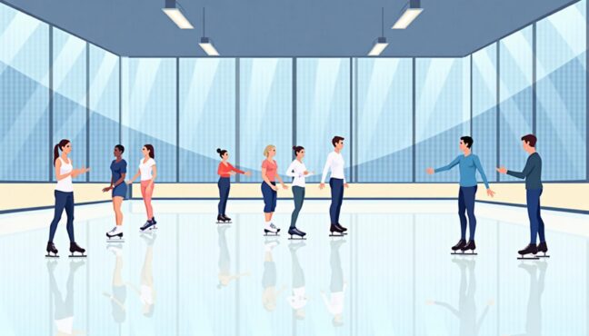 国際的なスケートリンクでのプロフェッショナルな練習環境