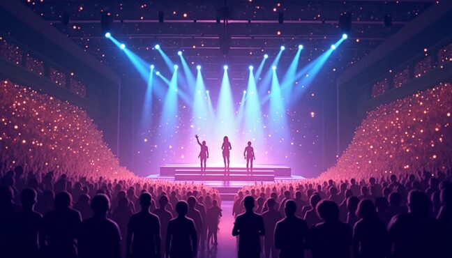 크리스마스 분위기의 콘서트장 내부