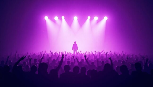 BTS 콘서트의 열기와 에너지가 느껴지는 무대 장면