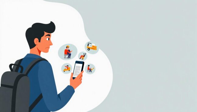 긴급 상황에서 안전 앱을 확인하는 여행자