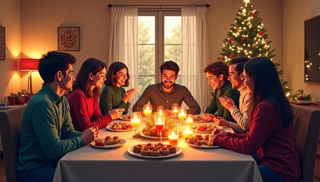 집에서 즐기는 따뜻한 연말 파티 분위기