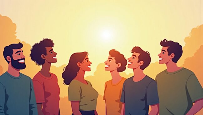 미래를 준비하며 웃고 있는 다양한 청년들